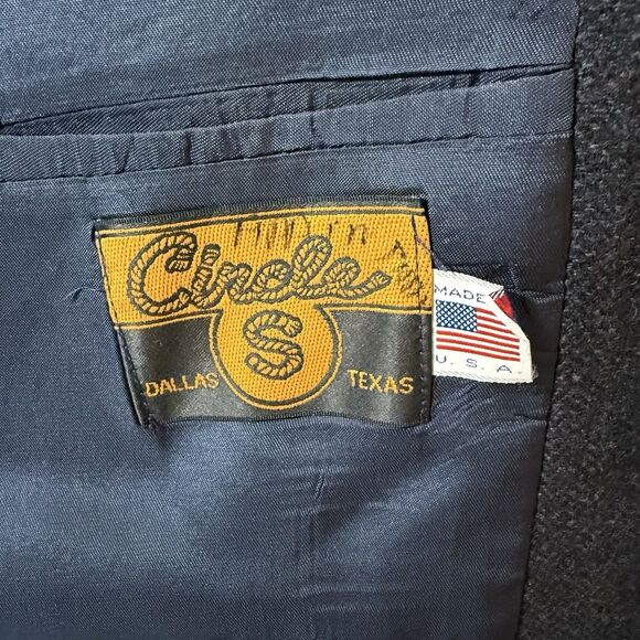 Circle S Western Blazer Sport Coat Navy Blue 46L Rodeo Cowboy Yoke Two Button - Picture 2 of 13